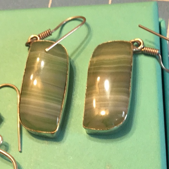 NWOT Solid Beautiful Two pair Special 925 Sterling Silver Botswana Malachite - Picture 5 of 7